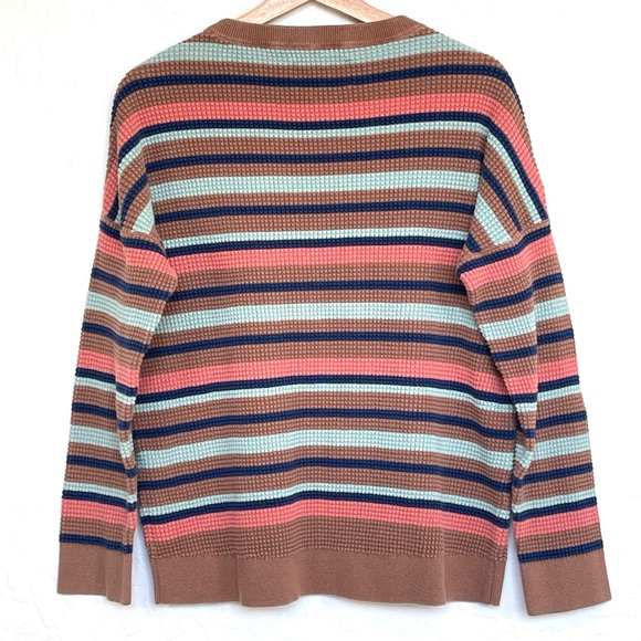 REI Co-op Women’s Lg Wallace Lake Waffle striped Sweater Multicolor Long Sleeve - Picture 2 of 14